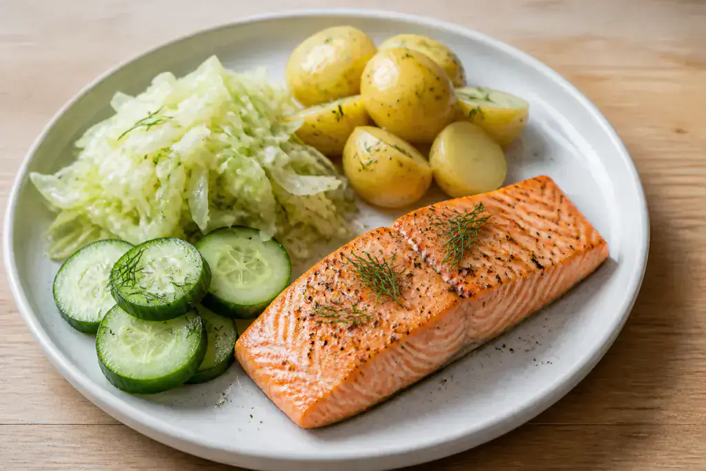 Norwegian-Inspired Heart-Healthy Salmon Potato Cabbage Plate