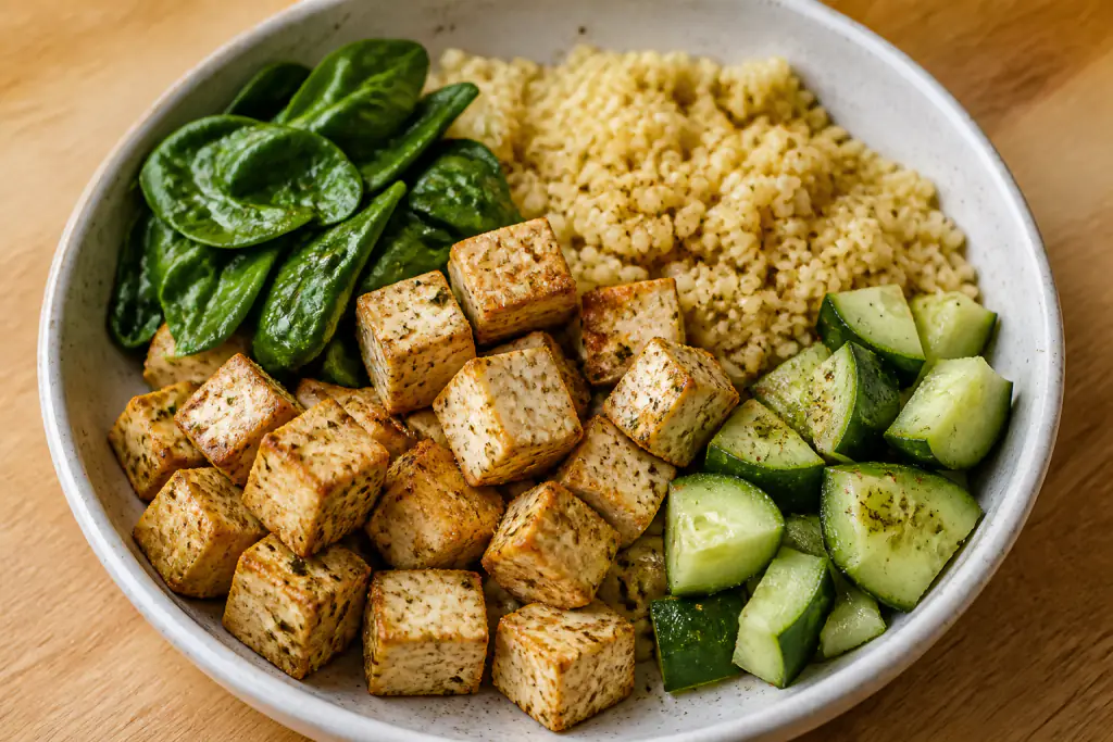 Tofu Millet Spinach Bowls for PCOS-Friendly Vegan Meals