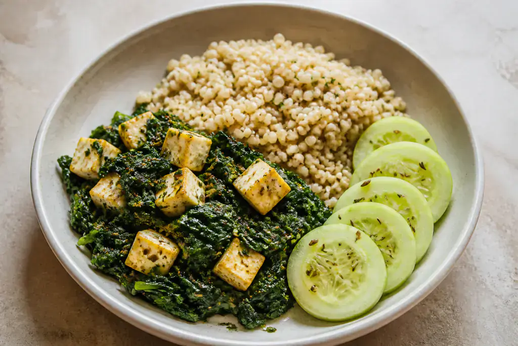 Omani-Inspired PCOS-Friendly Paneer Millet Spinach Plate