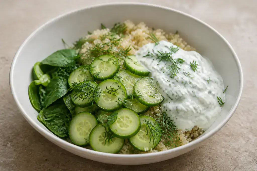 Pakistani Calcium-Support Yogurt Quinoa Cucumber Bowl