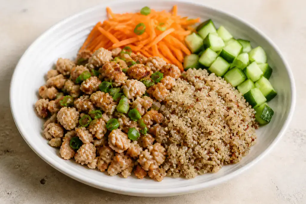 Palestinian-Inspired Low-FODMAP-Style Turkey Quinoa Carrot Plate