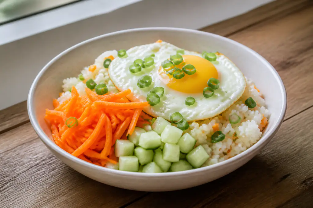 Panamanian-Inspired Low-FODMAP-Style Egg Rice Carrot Bowl