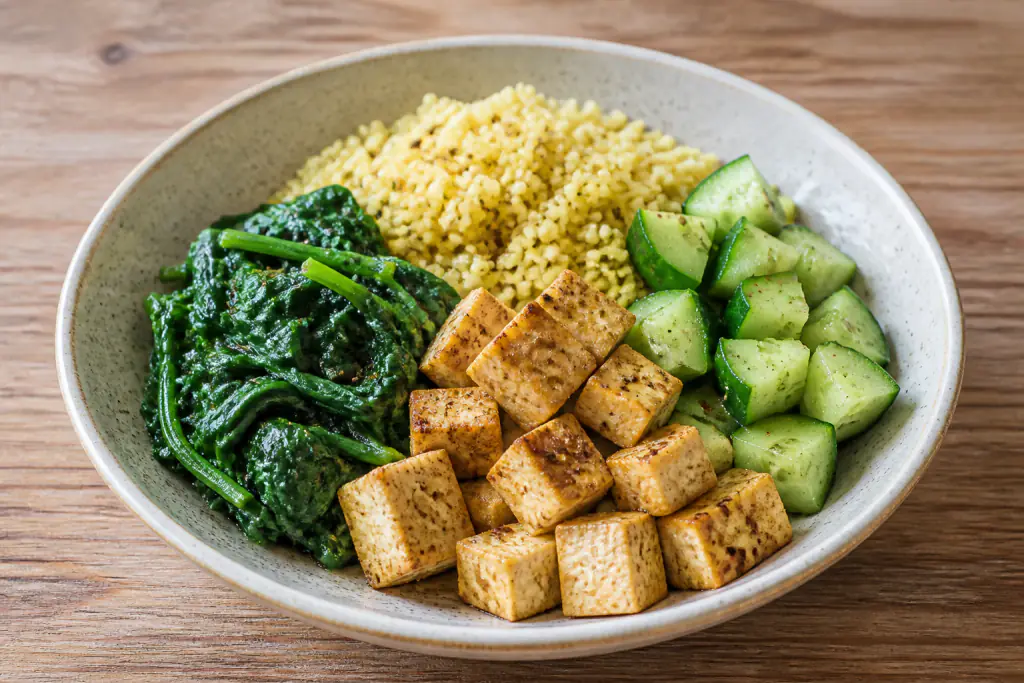Panamanian-Inspired PCOS-Friendly Tofu Millet Spinach Bowl