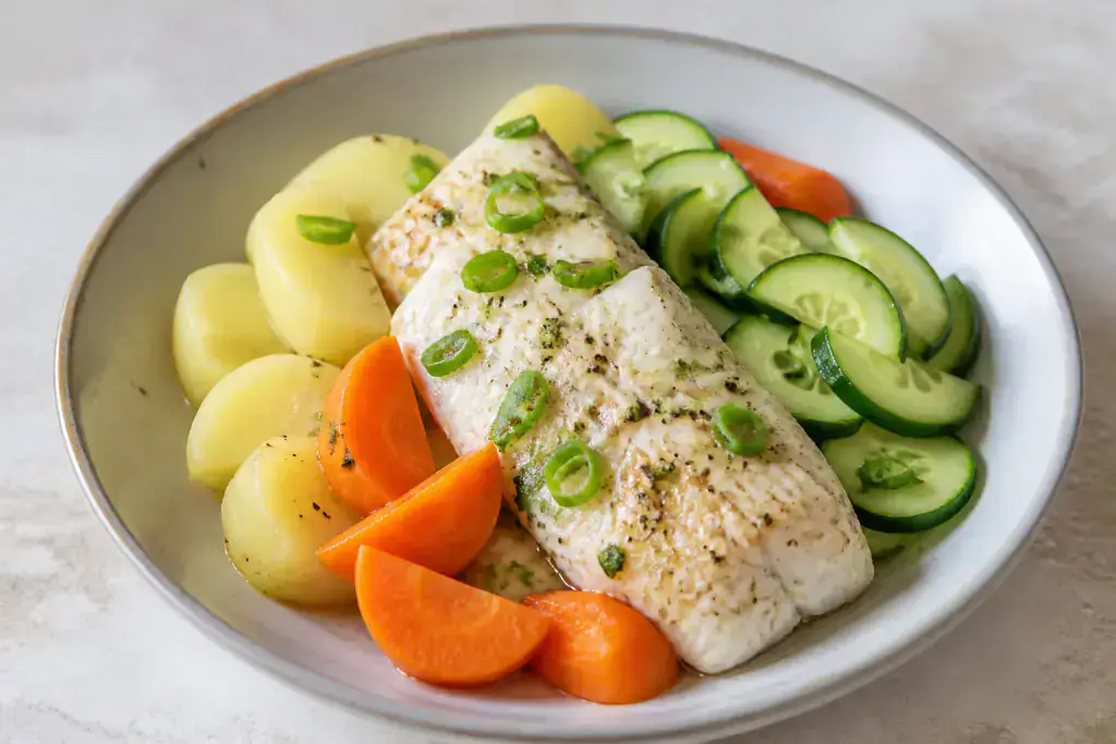 Peruvian Low-FODMAP-Style Fish Potato Carrot Bowl