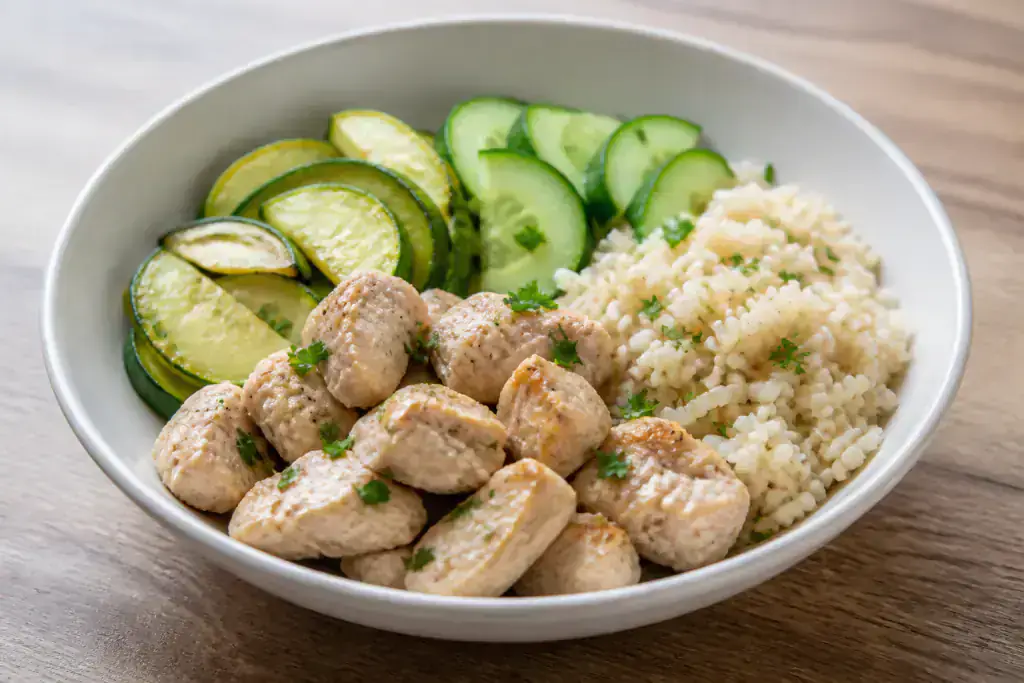 Polish-Inspired GERD-Aware Turkey Rice Cucumber Bowl