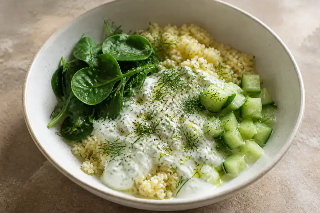 Provencal-Inspired Calcium-Support Yogurt Millet Cucumber Bowl