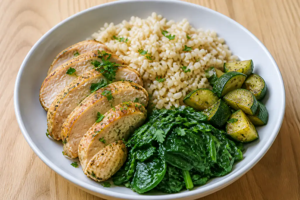 Puerto Rican-Inspired Fatty-Liver-Caution Turkey Brown Rice Greens Bowl