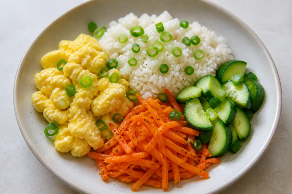 Puerto Rican-Inspired Low-FODMAP-Style Egg Rice Carrot Bowl