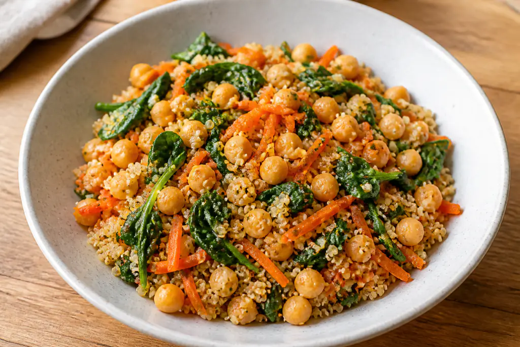 Puerto Rican-Inspired Vegan Chickpea Quinoa Carrot Bowl