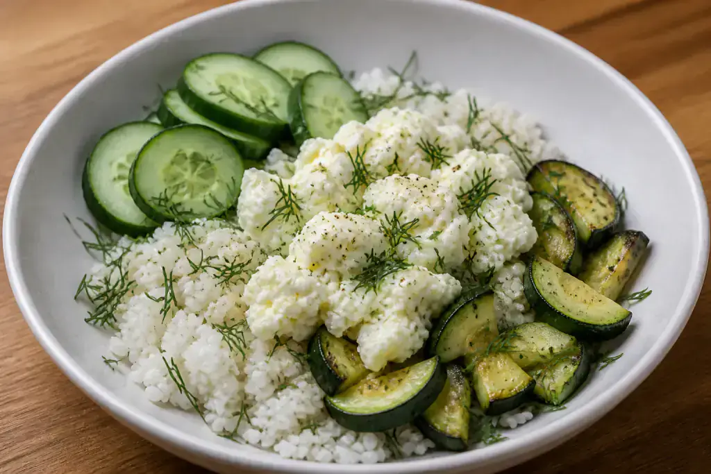 Romanian-Inspired Kidney-Caution Egg White Rice Zucchini Bowl