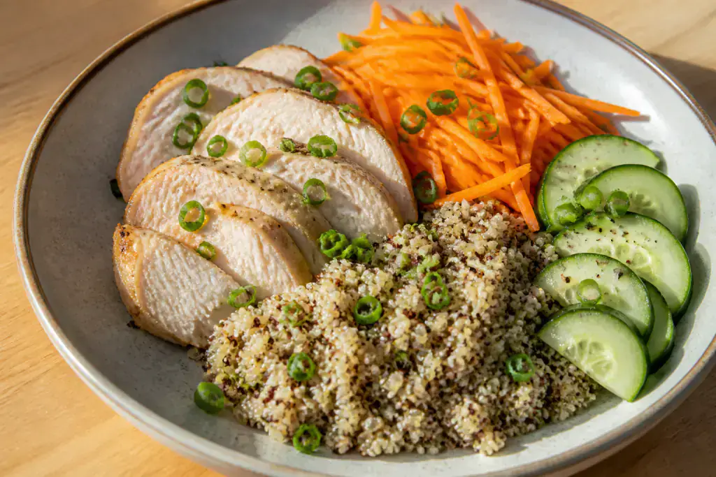 Romanian-Inspired Low-FODMAP-Style Turkey Quinoa Carrot Plate