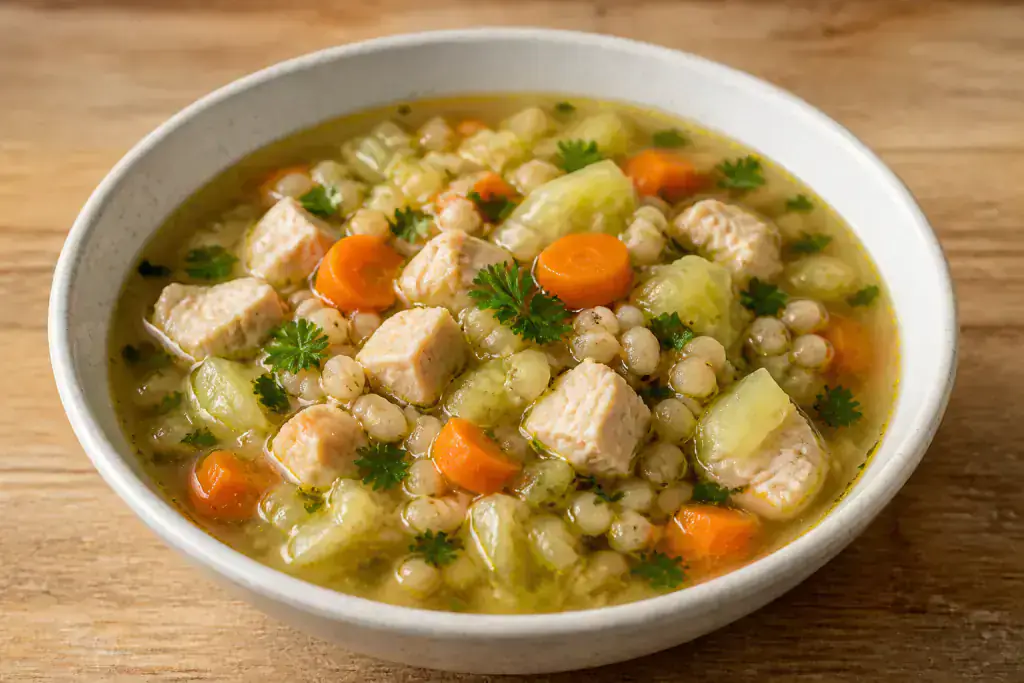 Scandinavian-Inspired Hypertension-Friendly Chicken Barley Cabbage Soup