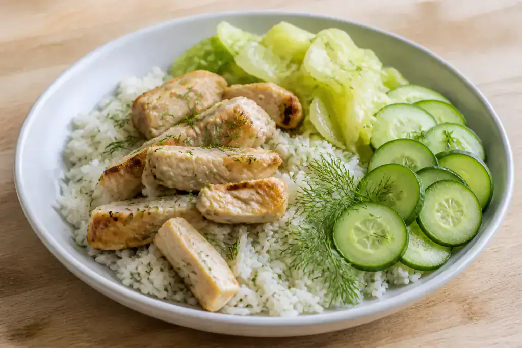 Singaporean-Inspired Kidney-Caution Rice Cabbage Chicken Bowl