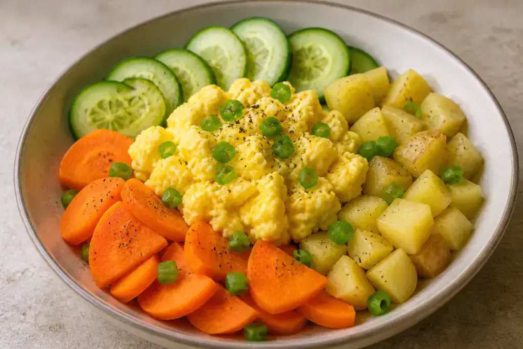 Singaporean-Inspired Low-FODMAP-Style Egg Potato Carrot Bowl