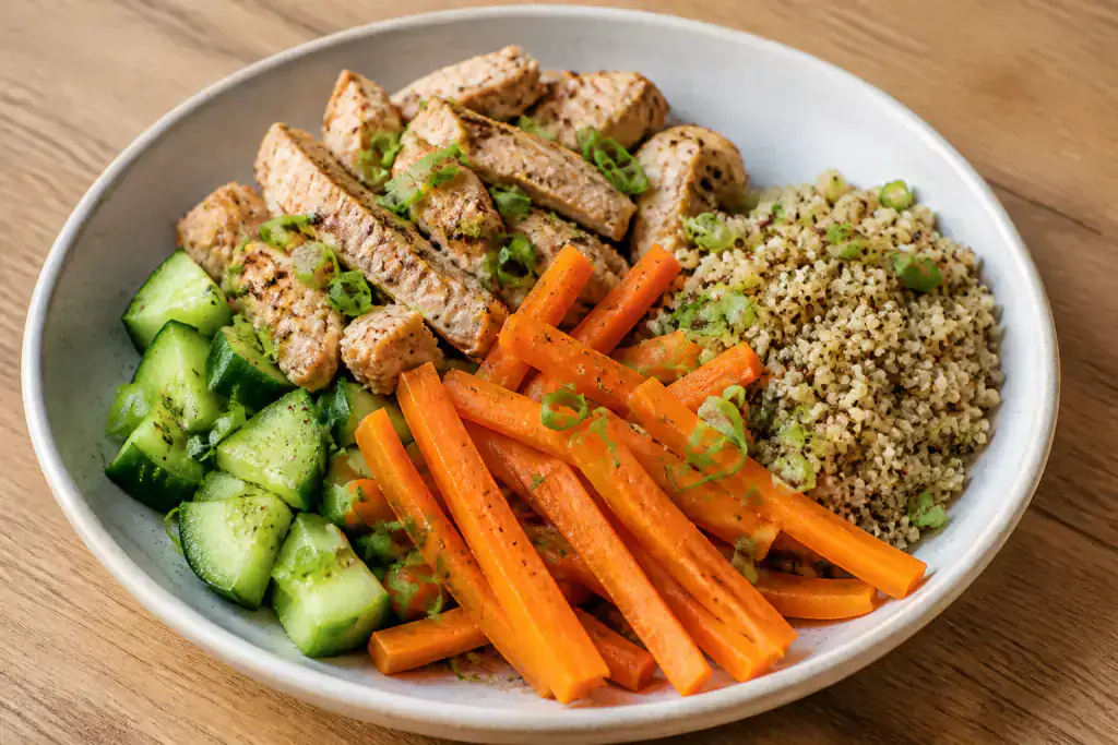 Somali-Inspired Low-FODMAP-Style Turkey Quinoa Carrot Plate
