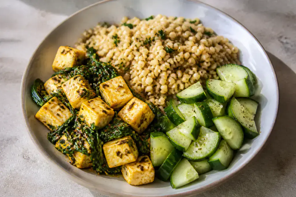 Somali-Inspired PCOS-Friendly Paneer Millet Spinach Plate