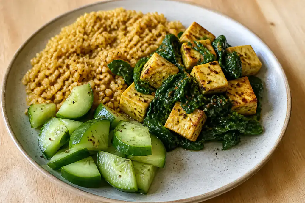 South African-Inspired PCOS-Friendly Paneer Millet Spinach Plate