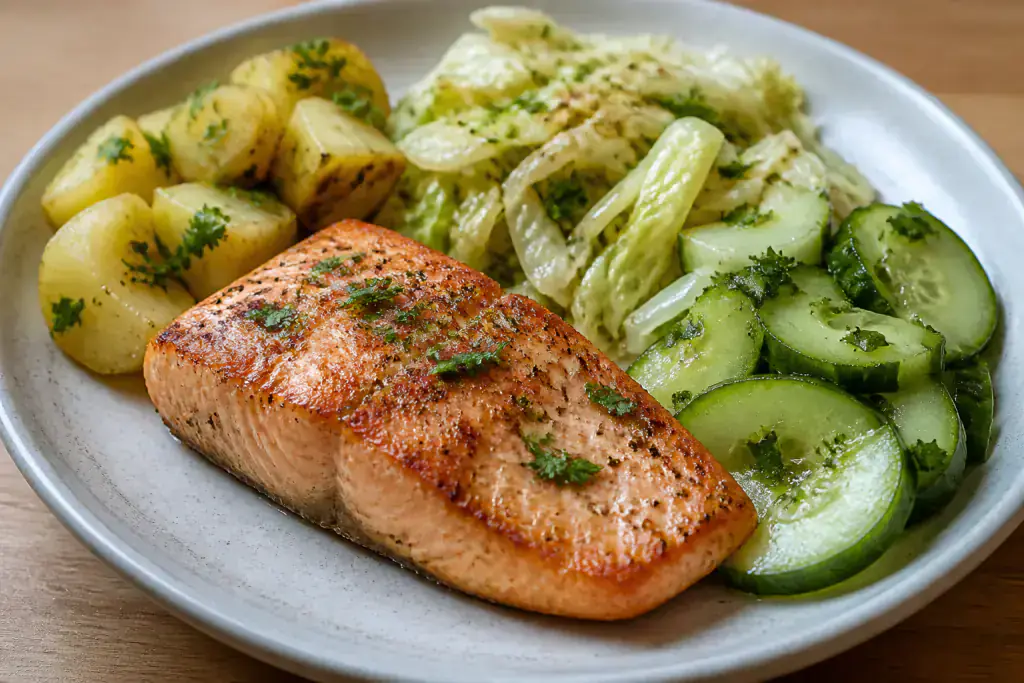 Sudanese-Inspired Heart-Healthy Salmon Potato Cabbage Plate