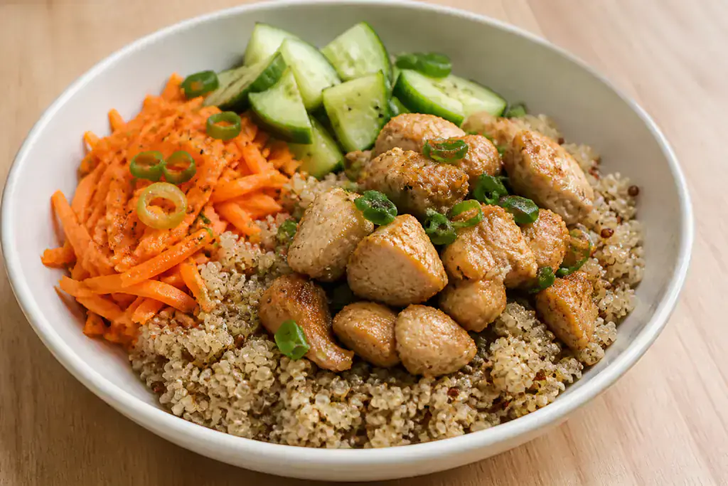 Syrian-Inspired Low-FODMAP-Style Turkey Quinoa Carrot Plate