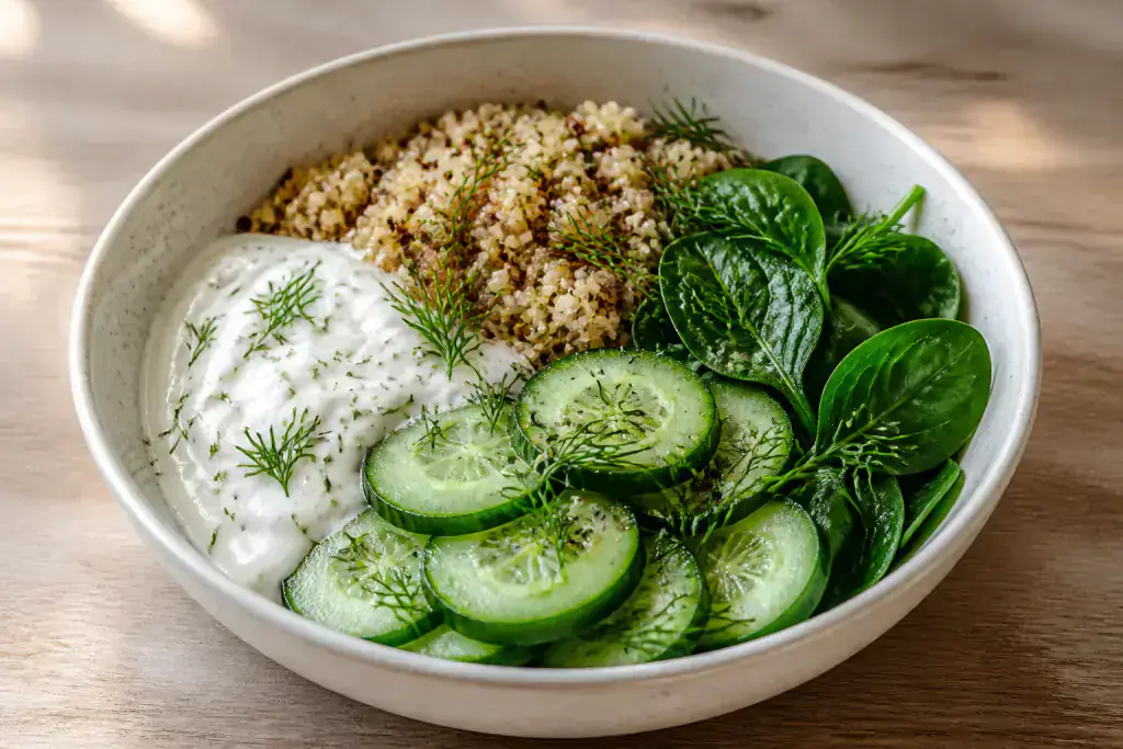 Taiwanese-Inspired Calcium-Support Yogurt Quinoa Cucumber Bowl