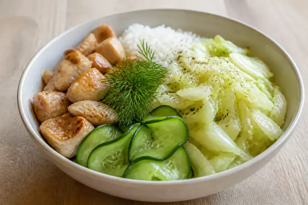 Taiwanese-Inspired Kidney-Caution Rice Cabbage Chicken Bowl