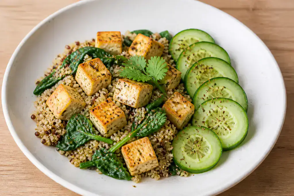 Thai Osteoporosis-Support Paneer Quinoa Cucumber Plate