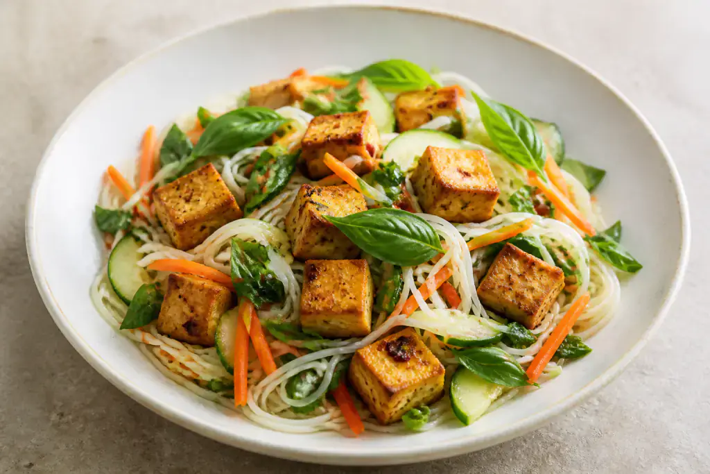 Thai Tofu Basil Rice Noodle Salad