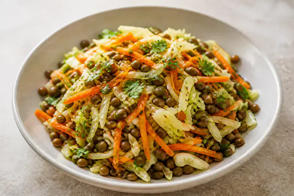 Thai Vegan Lentil Cabbage Carrot Bowl