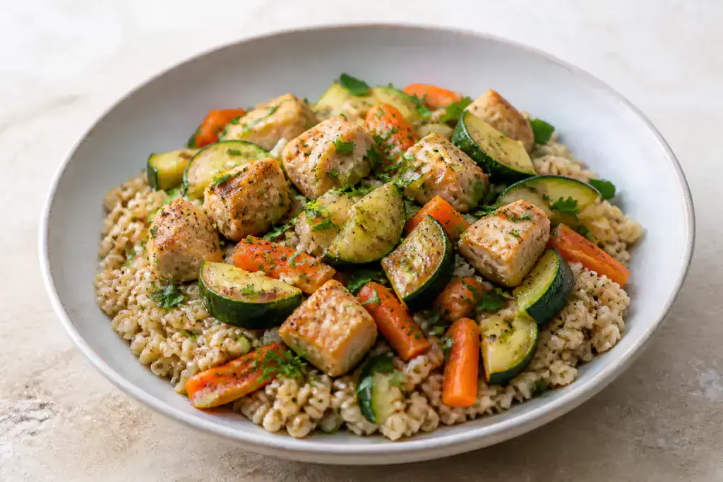 Turkish Fatty-Liver-Caution Chicken Oat Vegetable Bowl