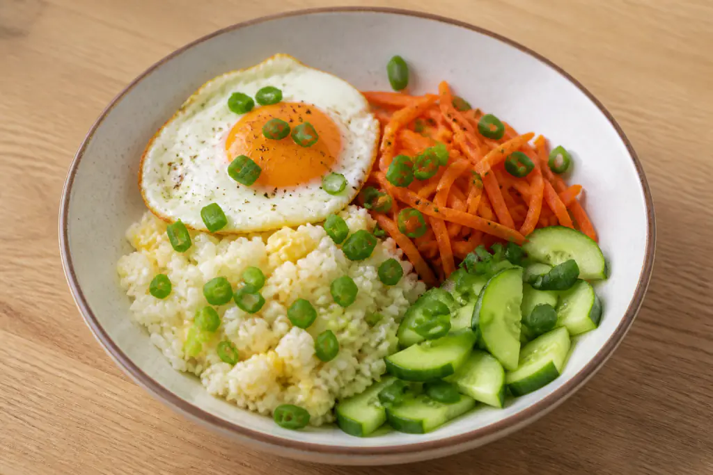Ukrainian-Inspired Low-FODMAP-Style Egg Rice Carrot Bowl