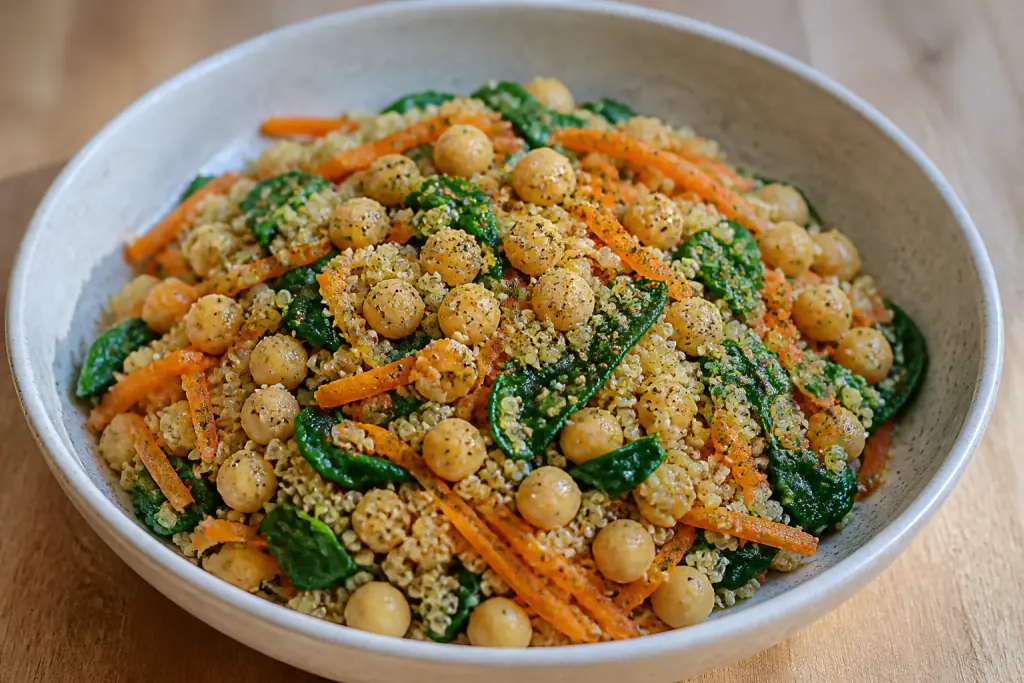 Ukrainian-Inspired Vegan Chickpea Quinoa Carrot Bowl