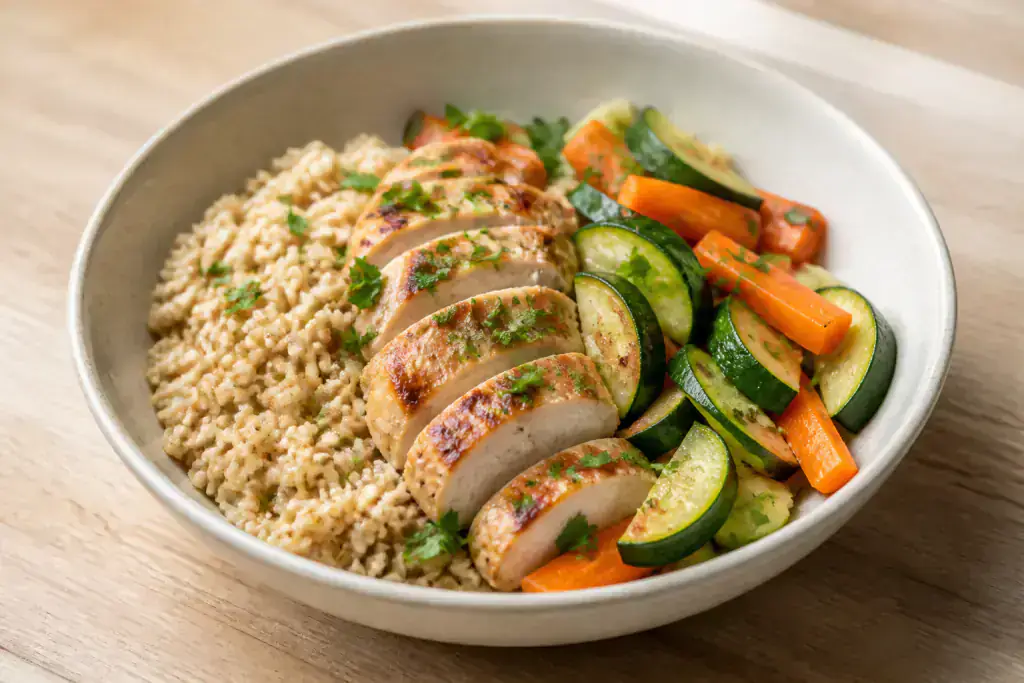 Vietnamese Fatty-Liver-Caution Chicken Oat Vegetable Bowl