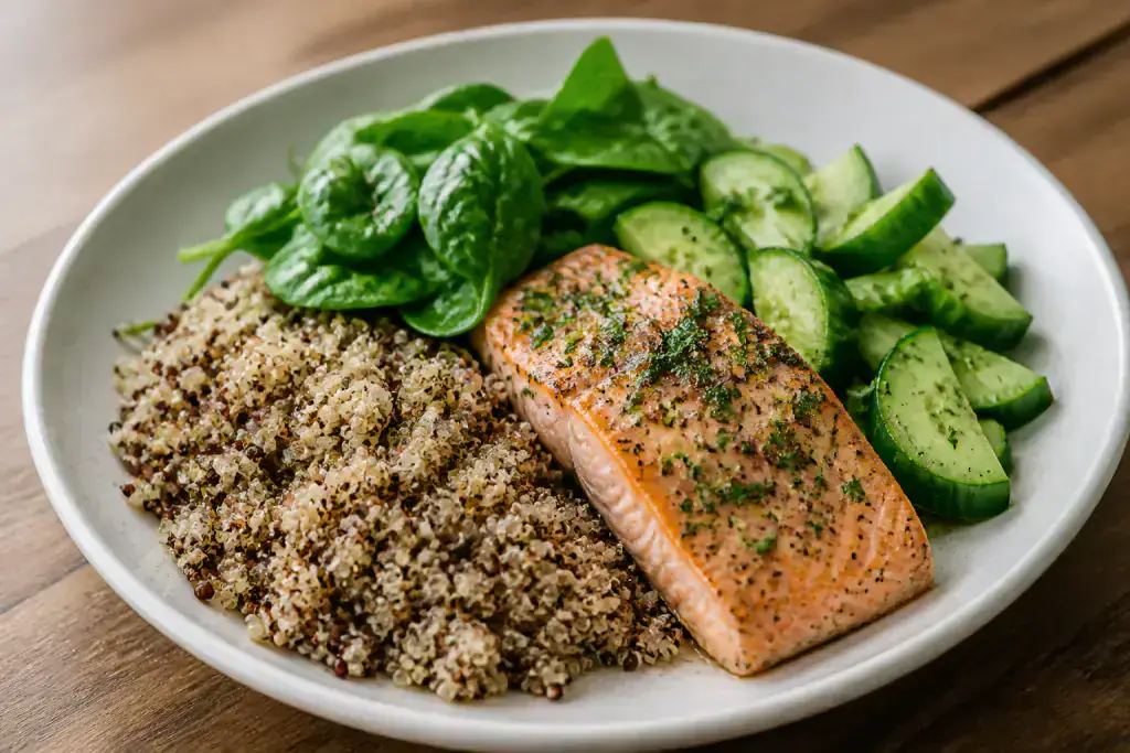 Vietnamese Heart-Healthy Salmon Quinoa Cucumber Plate