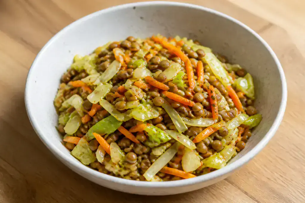 Vietnamese Vegan Lentil Cabbage Carrot Bowl
